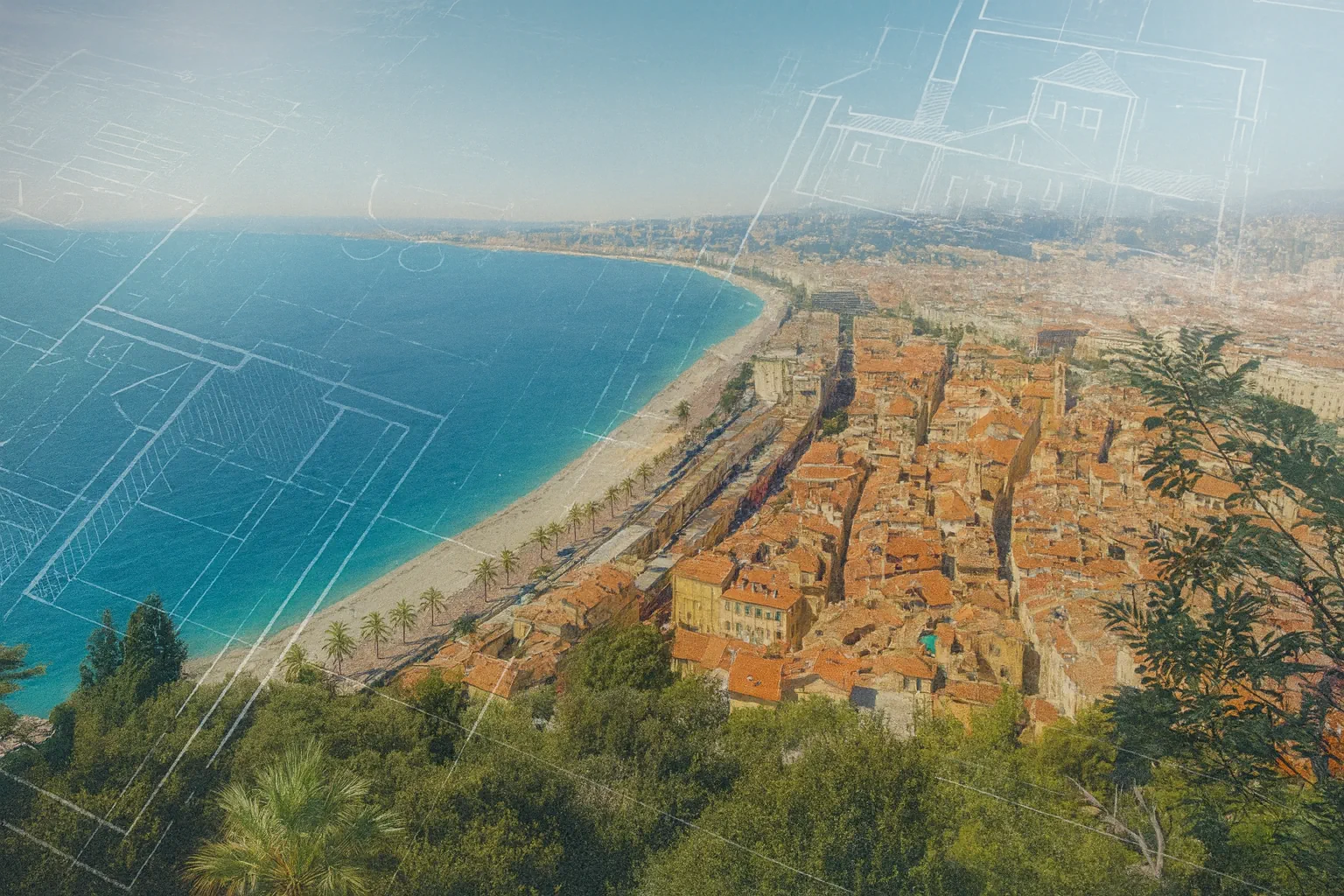 Promenade des Anglais à Nice - vue aérienne